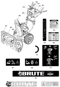 Decals Group Diagram and Parts List for 1696620-03-M27/1150MD 2020 Briggs and Stratton Snow Blower